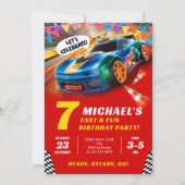Invitation Vitesse Voiture Anniversaire Célébration (Devant)