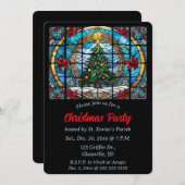 Invitation Vitrail modifiable Arbre de Noël et vaches (Devant / Derrière)