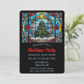 Invitation Vitrail modifiable Arbre de Noël et vaches (Debout devant)