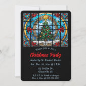 Invitation Vitrail modifiable Arbre de Noël et vaches (Devant)