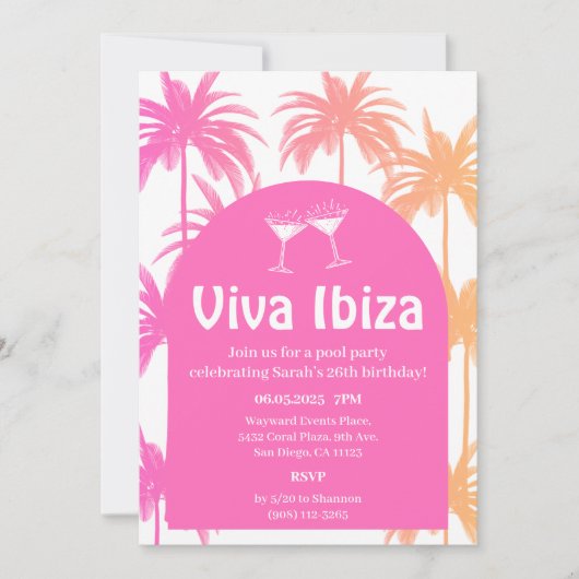 Invitation Viva Ibiza fête d'été (Devant)