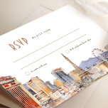 Invitation Viva Las Vegas Mariage RSVP Card Watercolor Street<br><div class="desc">Faites plaisir à vos invités pour votre mariage de Las Vegas avec cette carte RSVP/réponse qui présente une étonnante aquarelle illustrant les rues animées de la ville. Las Vegas est connue comme la "Capitale mondiale du divertissement" et est devenue une destination populaire pour les mariages. Cette carte capte l'excitation et...</div>