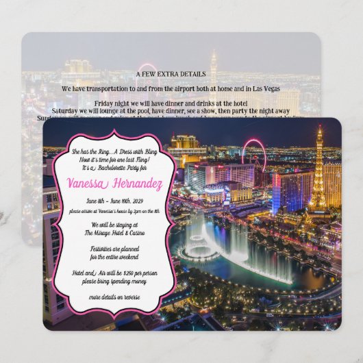 Invitation Viva Las Vegas Party (Devant / Derrière)