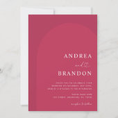 Invitation Viva Magenta Arch Coeur Script tout en un Mariage (Devant)