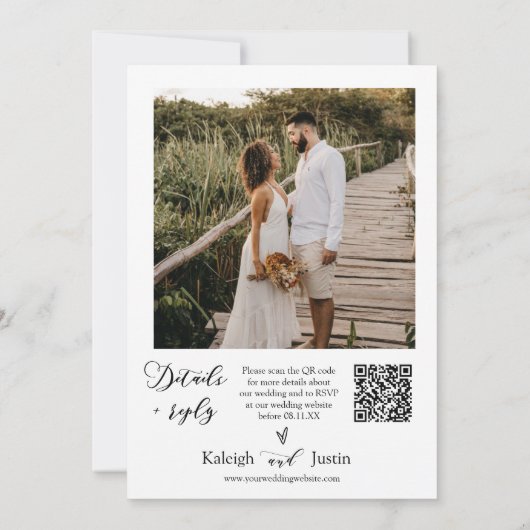 Invitation Viva Magenta Boho Mariage QR Code photo (Dos)