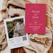 Invitation Viva Magenta Boho Mariage QR Code photo