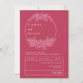 Invitation Viva Magenta Botanical Line Art QR Code Photo (Devant)