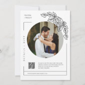 Invitation Viva Magenta Botanical Line Art QR Code Photo (Dos)