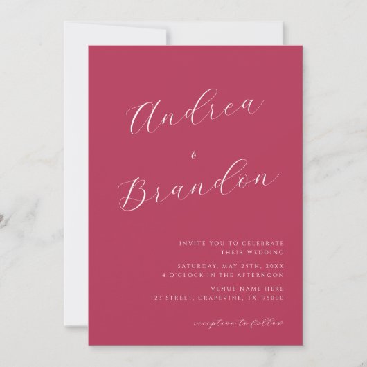 Invitation Viva Magenta Delicate Script Qr Code Mariage photo (Devant)