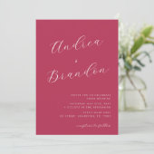 Invitation Viva Magenta Delicate Script Qr Code Mariage photo (Debout devant)