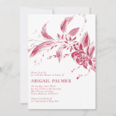 Invitation Viva magenta fleurs mariage douche nuptiale (Devant)
