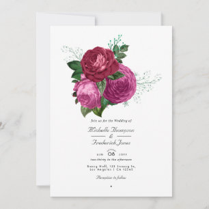 Invitation Viva Magenta Floral Mariage QR Code Rsvp