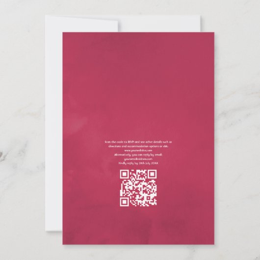 Invitation Viva Magenta Floral Mariage QR Code Rsvp (Dos)