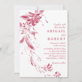 Invitation Viva magenta mariage à code QR (Devant)