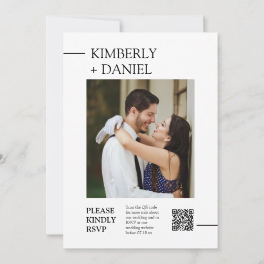 Invitation Viva Magenta Modern Minimal Mariage QR Code Photo (Dos)