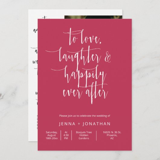 Invitation Viva Magenta Modern Minimal Mariage QR Code Photo (Devant / Derrière)