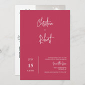 Invitation Viva Magenta Moderne Boho Mariage Photo QR Code (Devant / Derrière)