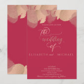 Invitation Viva magenta rose gold aquarelle calligraphie (Devant / Derrière)