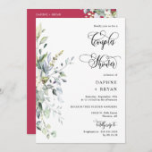 Invitation Viva Magenta Verdure Couples Douche QR Code Photo (Devant / Derrière)