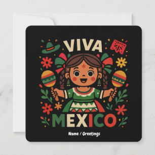 Invitation Viva Mexico Mexicaine Fête de l'Indépendance Fémin