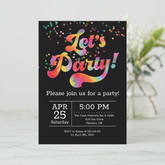 Invitation Vive de Confettis Arc-en-Ciel ! (Debout devant)