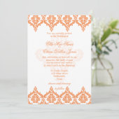 Invitation vive d'Orange et de White Mariage damas (Debout devant)