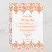 Invitation vive d'Orange et de White Mariage damas (Devant / Derrière)