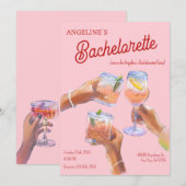 Invitation Vive la Bachelorette rose (Devant / Derrière)