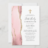 Invitation Vive rose Agate Or Parties scintillant première sa (Devant)