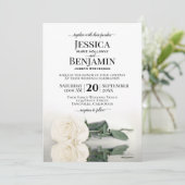 Invitation Vive Rose blanche épaisse Mariage (Debout devant)