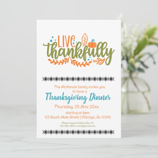 Invitation Vivez heureusement (Debout devant)