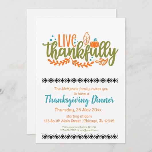 Invitation Vivez heureusement (Devant / Derrière)