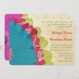 Invitation Vivid Coral Lime & Grape Gerber Mariage
