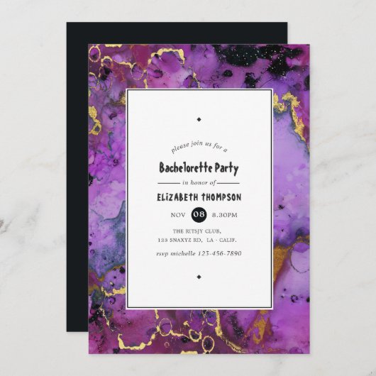 Invitation Vivid Ink Splash Bachelorette Party (Devant / Derrière)