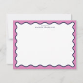Invitation vivid Pink & Navy Wavy Border Note Card (Devant)