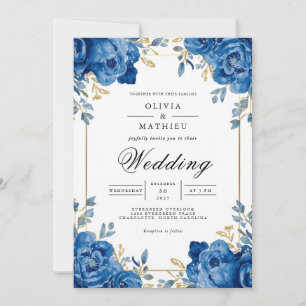 Invitation Vivid Sapphire Floral Arch Mariage