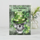 Invitation Vivid Skull with Green Hat Illustration (Debout devant)