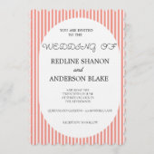 Invitation Vivid Tangerine Blush Striped Elegant Wedding (Devant)