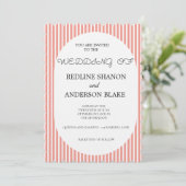 Invitation Vivid Tangerine Blush Striped Elegant Wedding (Debout devant)