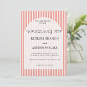Invitation Vivid Tangerine   Blush Striped Elegant Wedding (Debout devant)