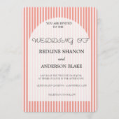 Invitation Vivid Tangerine   Blush Striped Elegant Wedding (Devant)
