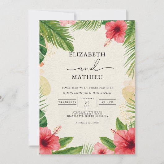 Invitation Vivid Tropical Bloom Arch Mariage (Devant)