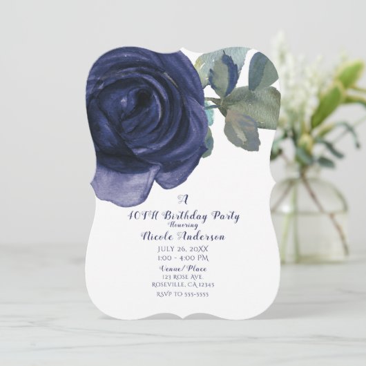 Invitation Vivid Vibrant Indigo violet bleu fête d'anniversai (Debout devant)