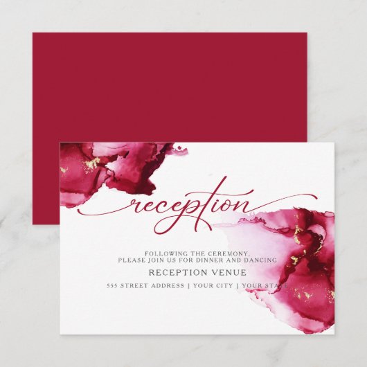 Invitation Vivid Vin Bourgogne Rouge Aquarelle Abstraite (Devant / Derrière)