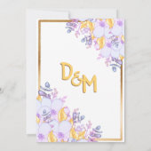 Invitation Vivid violet et or floral encadré (Dos)