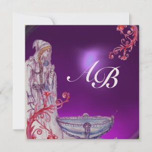 Invitation VIVIEN MONOGRAM améthyste or pourpre
