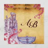 Invitation VIVIEN MONOGRAM parchemin violet (Devant / Derrière)