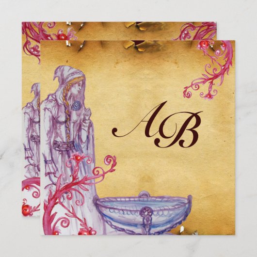 Invitation VIVIEN MONOGRAM parchemin violet (Devant / Derrière)