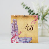 Invitation VIVIEN MONOGRAM parchemin violet (Debout devant)