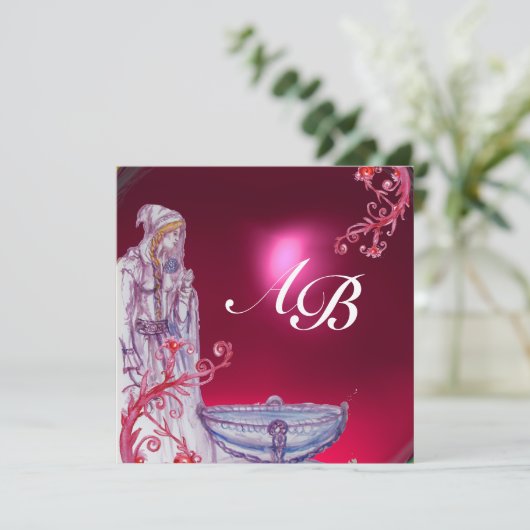 Invitation VIVIEN MONOGRAM rouge rubis or (Debout devant)